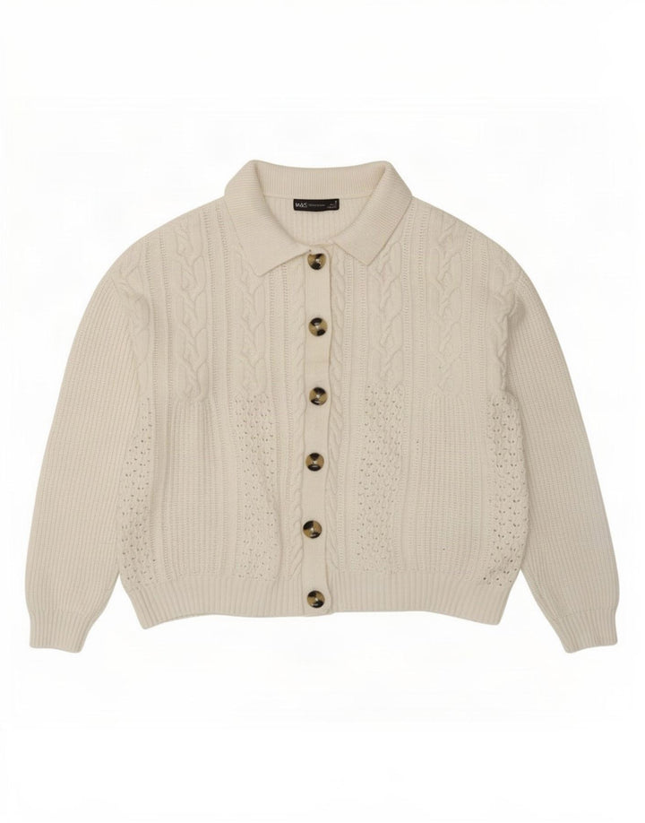 Marks & Spencer - Cárdigan para mujer, talla 40, viscosa blanca mediana