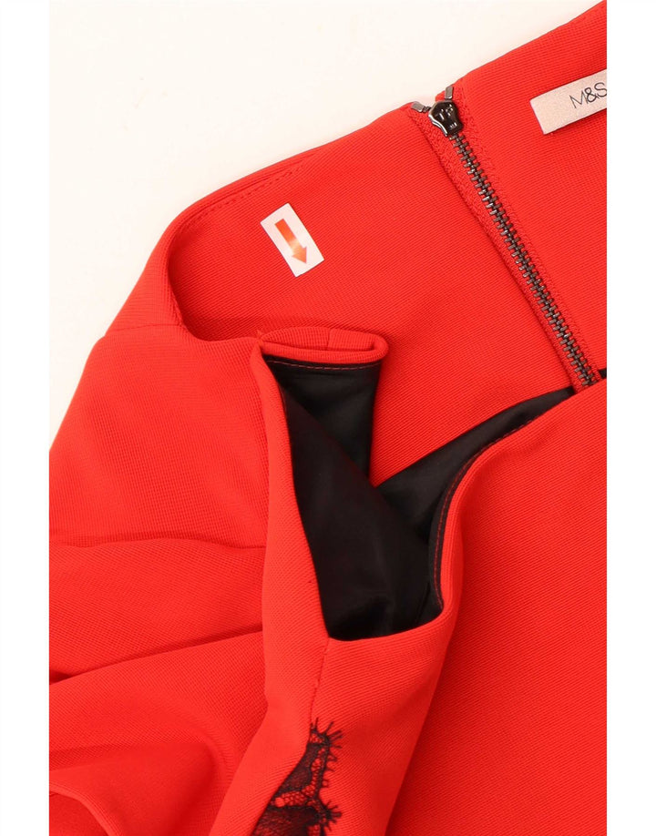 Marks & Spencer Vestido tubo para mujer UK 42 Poliéster floral rojo mediano