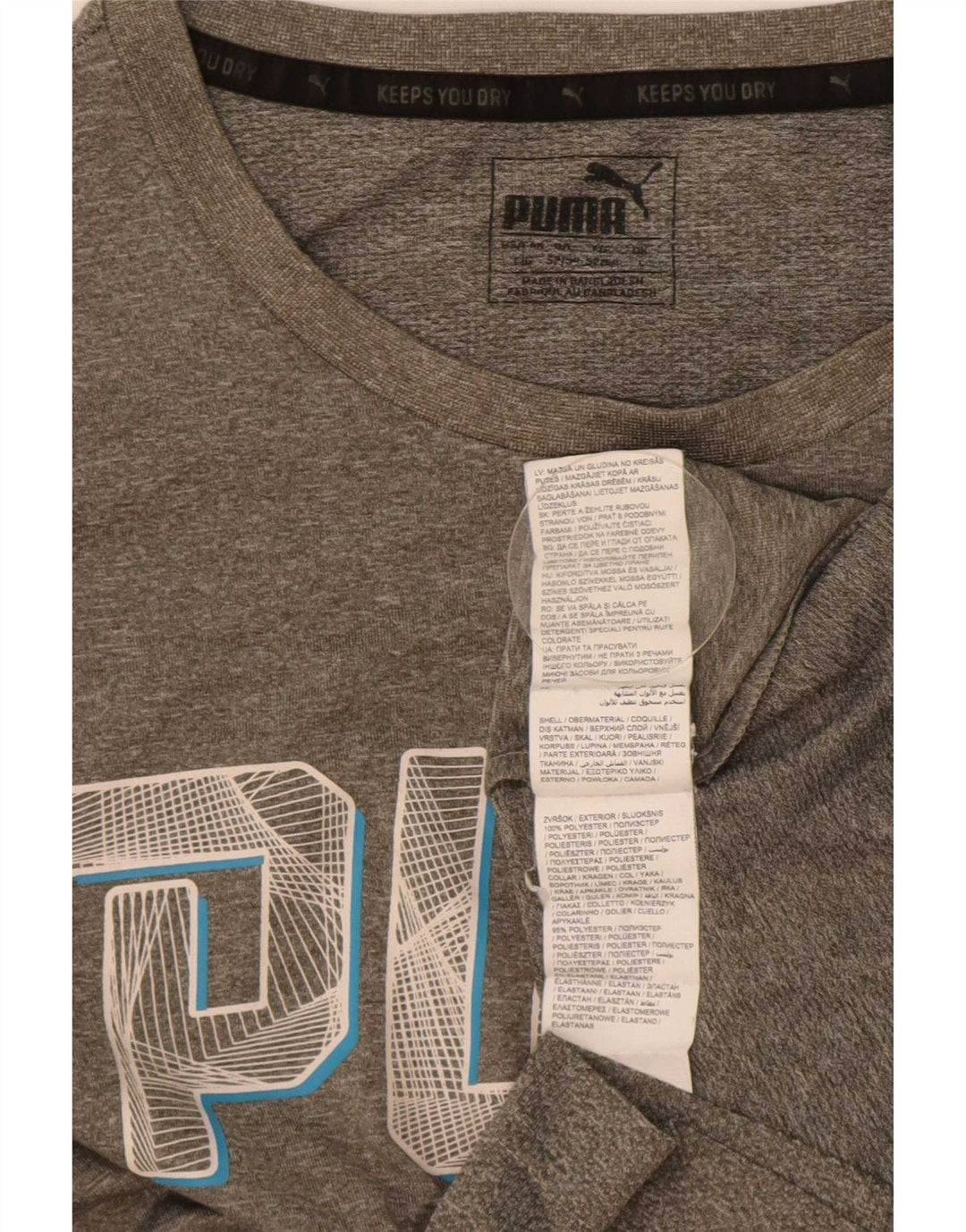 Puma Camiseta gráfica para hombre Top grande de poliéster moteado gris