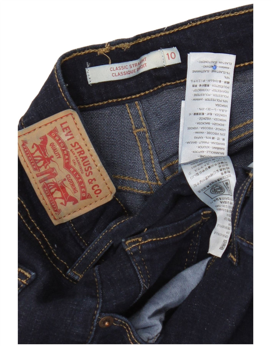Levi's Jeans rectos clásicos para mujer US 10 Large W30 L30 Azul marino