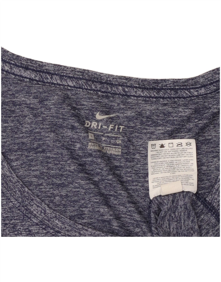 Nike Camiseta Dri Fit para Mujer Top UK 10 Small Azul Marino Moteado Poliéster