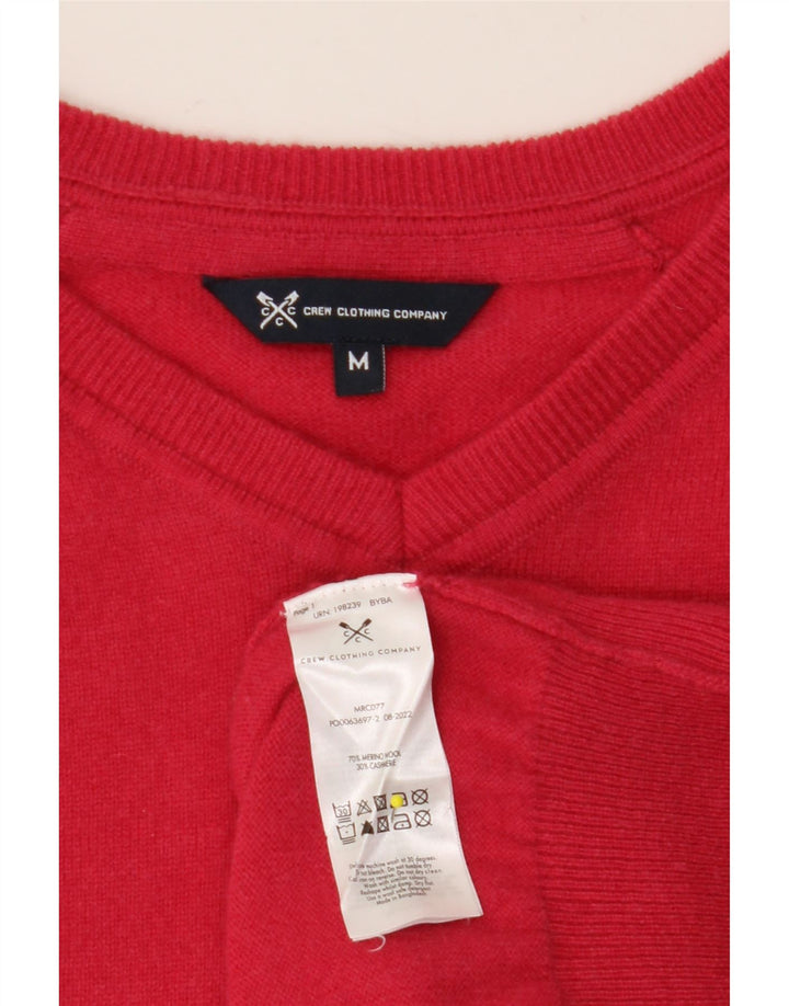 CREW CLOTHING Suéter con Cuello en V para Hombre Lana Merino Roja Mediana