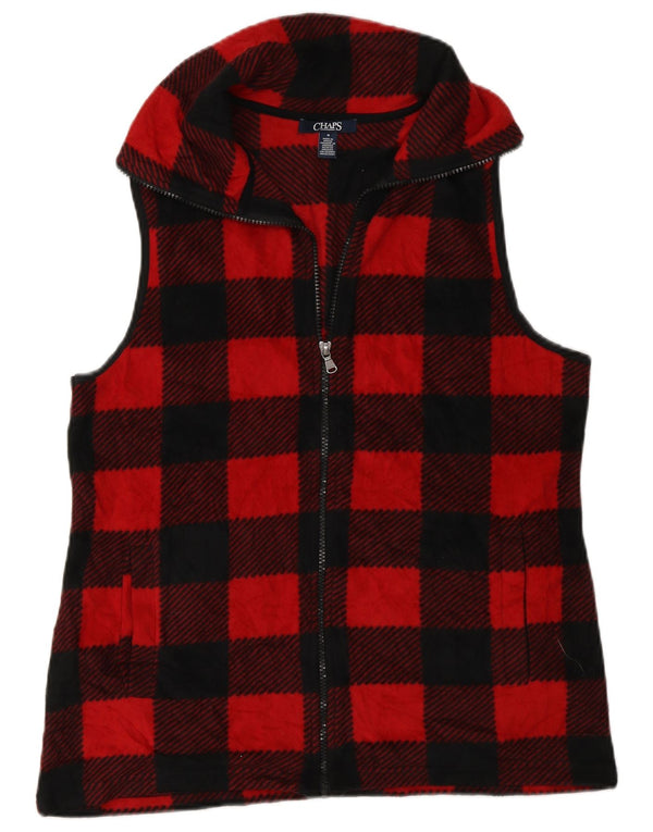 Chaps Chaleco polar para mujer UK 14 Medium Red Gingham Poliéster