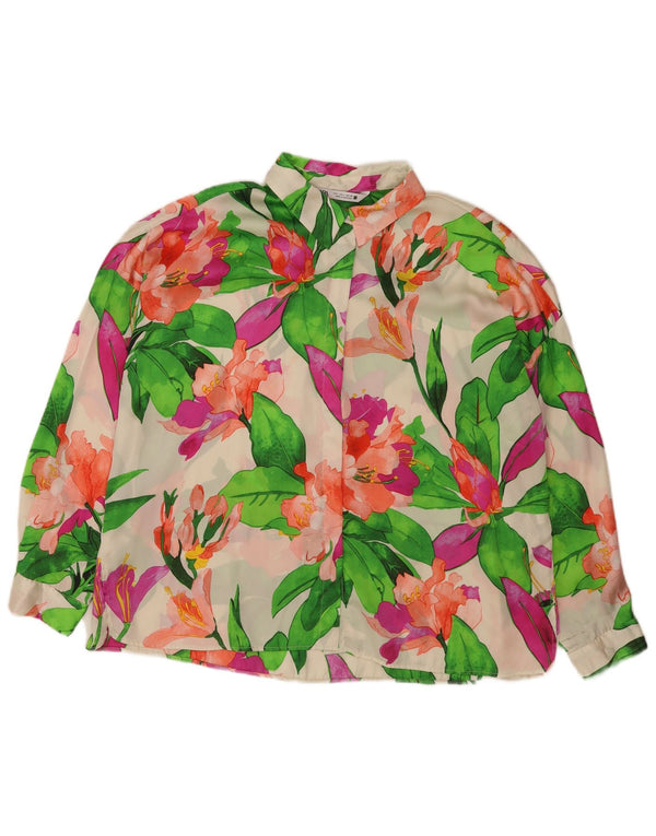 Zara Blusa camisera extragrande para mujer UK 46 Grande Multicolor Floral
