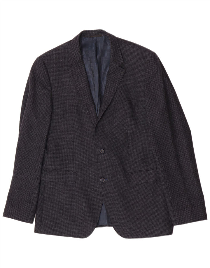Hugo Boss Chaqueta tipo blazer de 2 botones para hombre UK 42 XL Pata de gallo azul marino