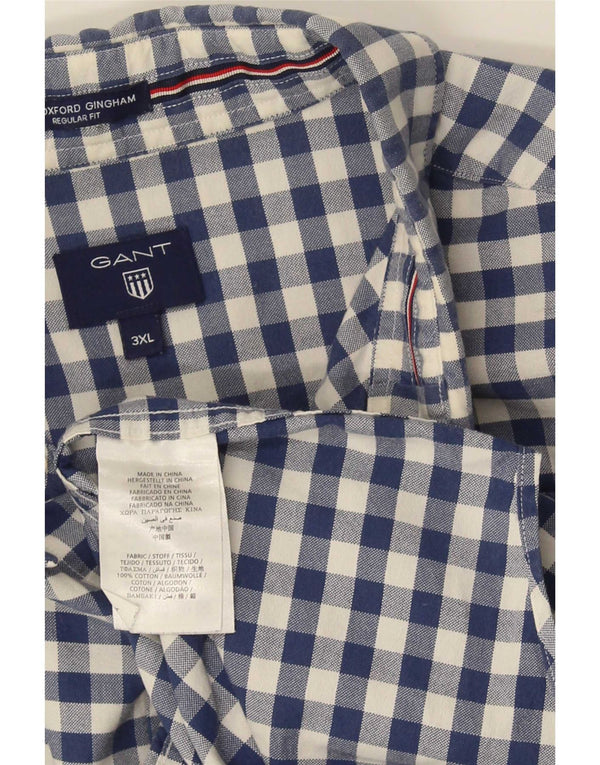 Gant Camisa de corte regular para hombre, talla 3XL, algodón a cuadros azul
