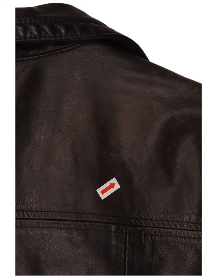 DAKOTA Chaqueta de cuero para mujer UK 16 Grande Cuero negro Clásico