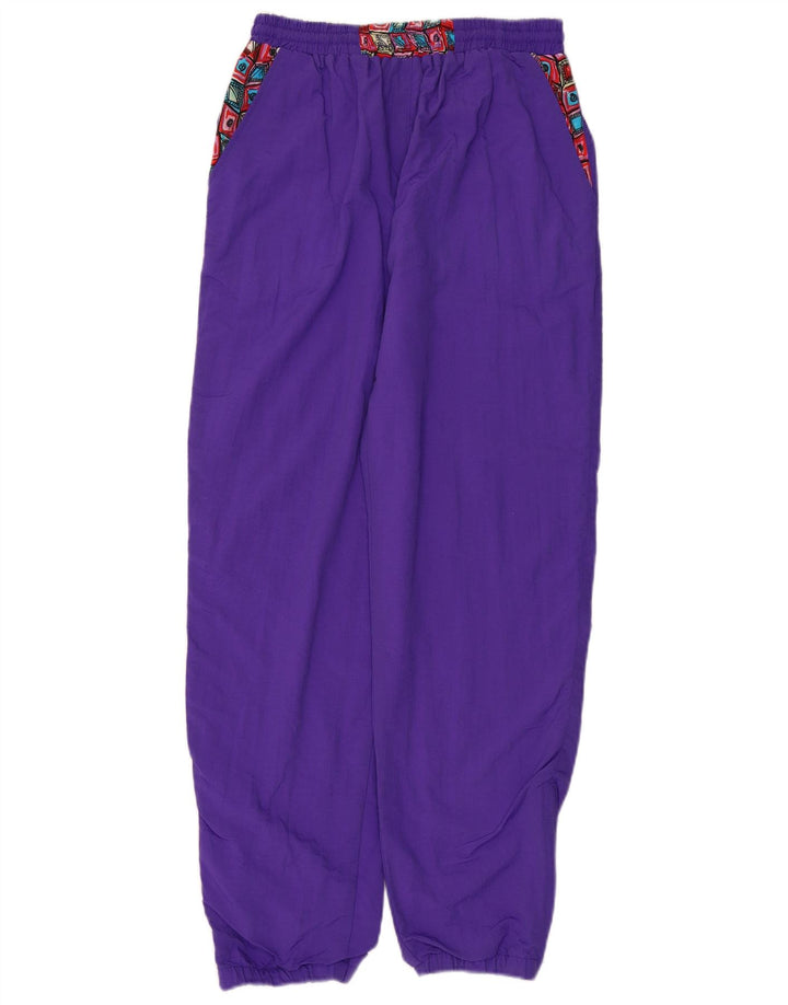 VINTAGE Pantalones de chándal para mujer Joggers Reino Unido 14 Medio Púrpura Geométrico