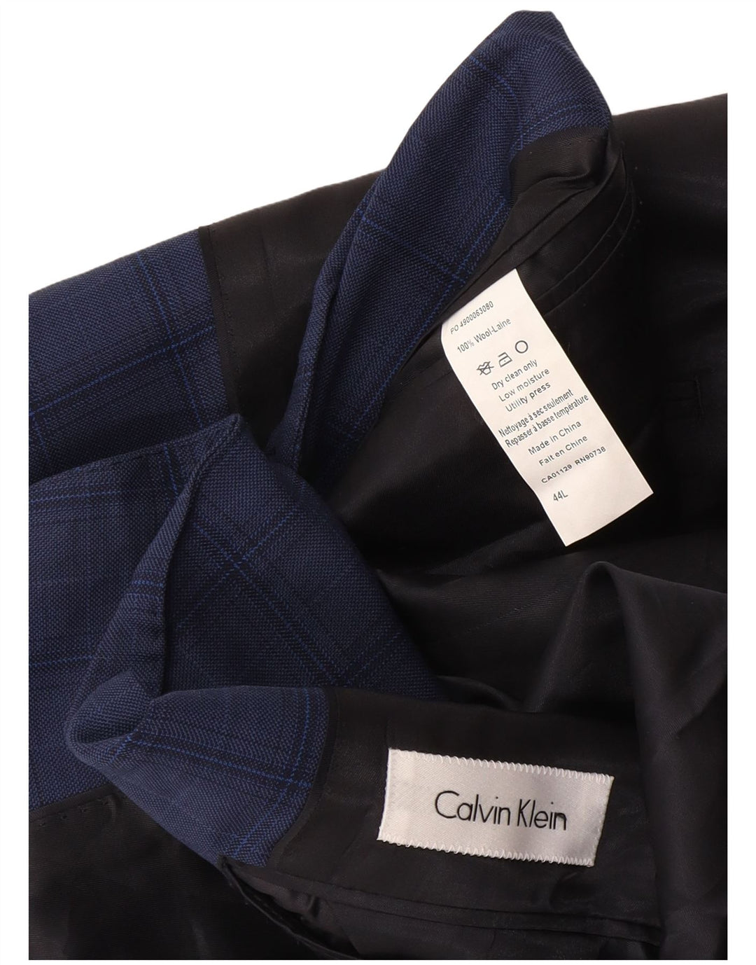 Calvin Klein Jeans Chaqueta tipo blazer de 2 botones para hombre UK 44 2XL Lana a cuadros azul