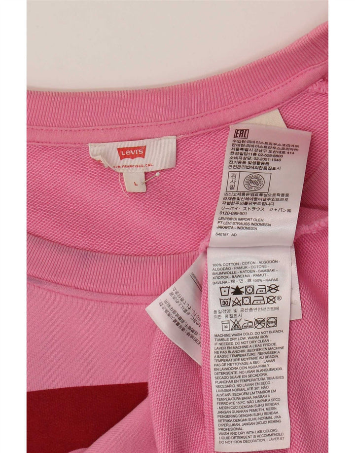 Levi's Sudadera extragrande con estampado gráfico para mujer, talla 40, talla grande, algodón rosa