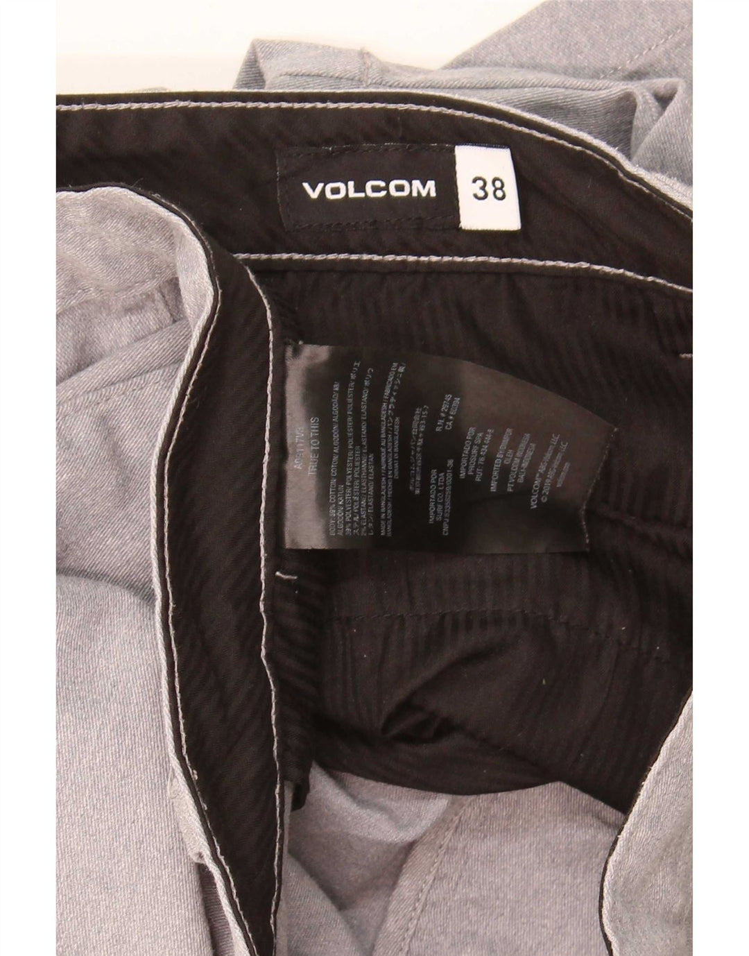 Volcom Pantalones cortos chinos para hombre W38 XL Algodón gris