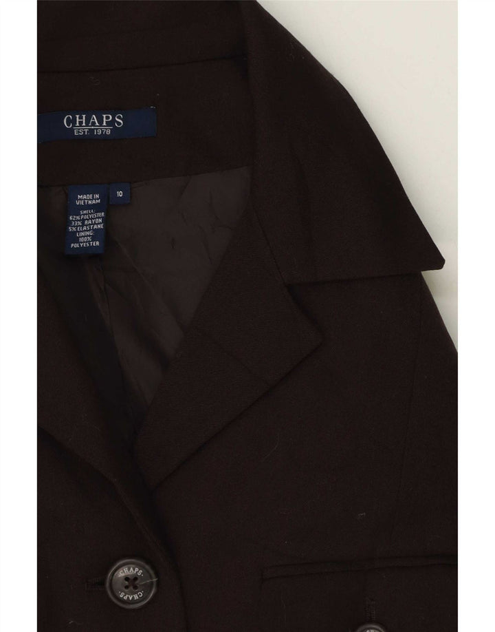 Chaps Chaqueta tipo blazer de 5 botones para mujer, talla 10, poliéster marrón grande
