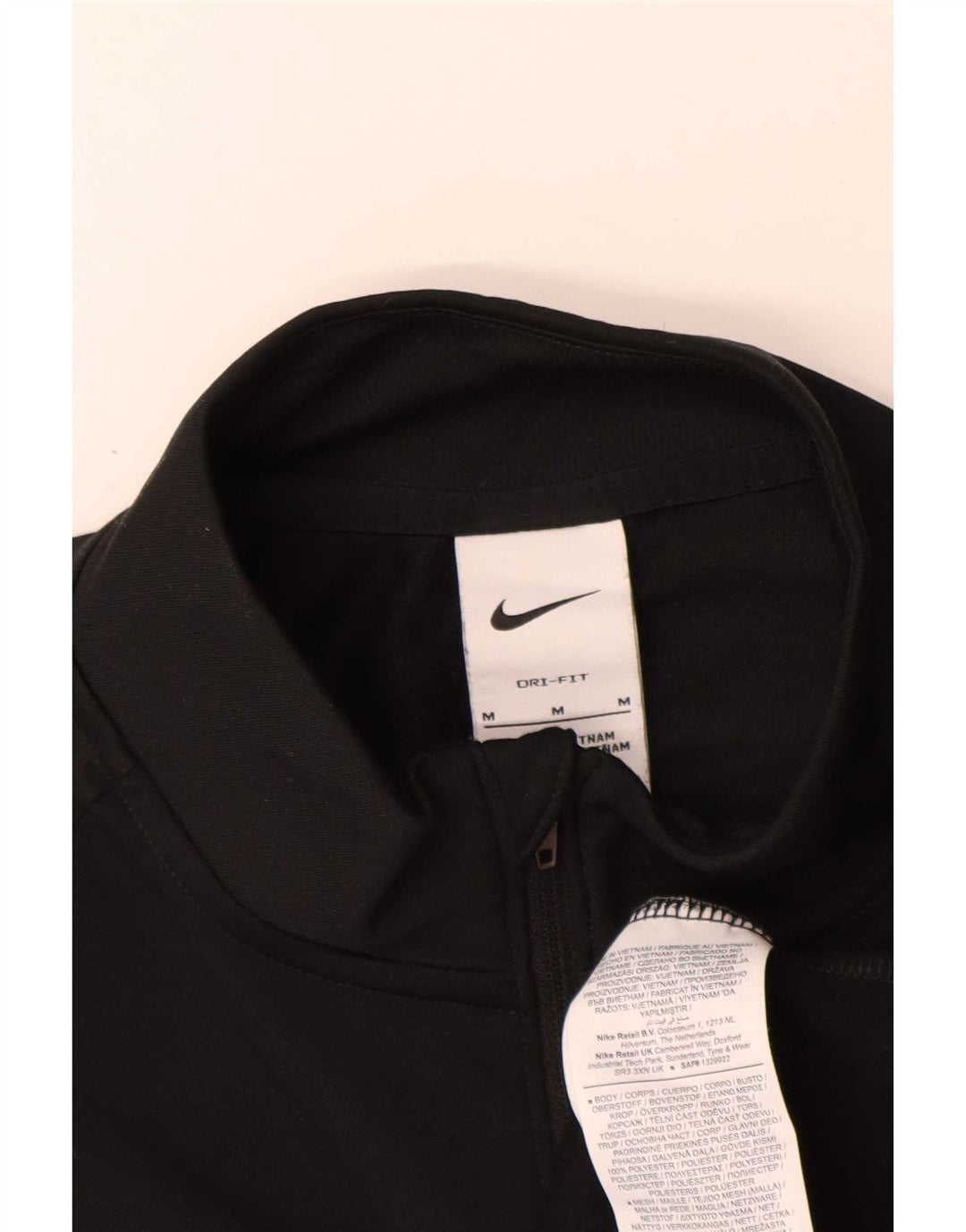 Nike Dri Fit - Chándal con cremallera y cuello para hombre, talla mediana, poliéster negro