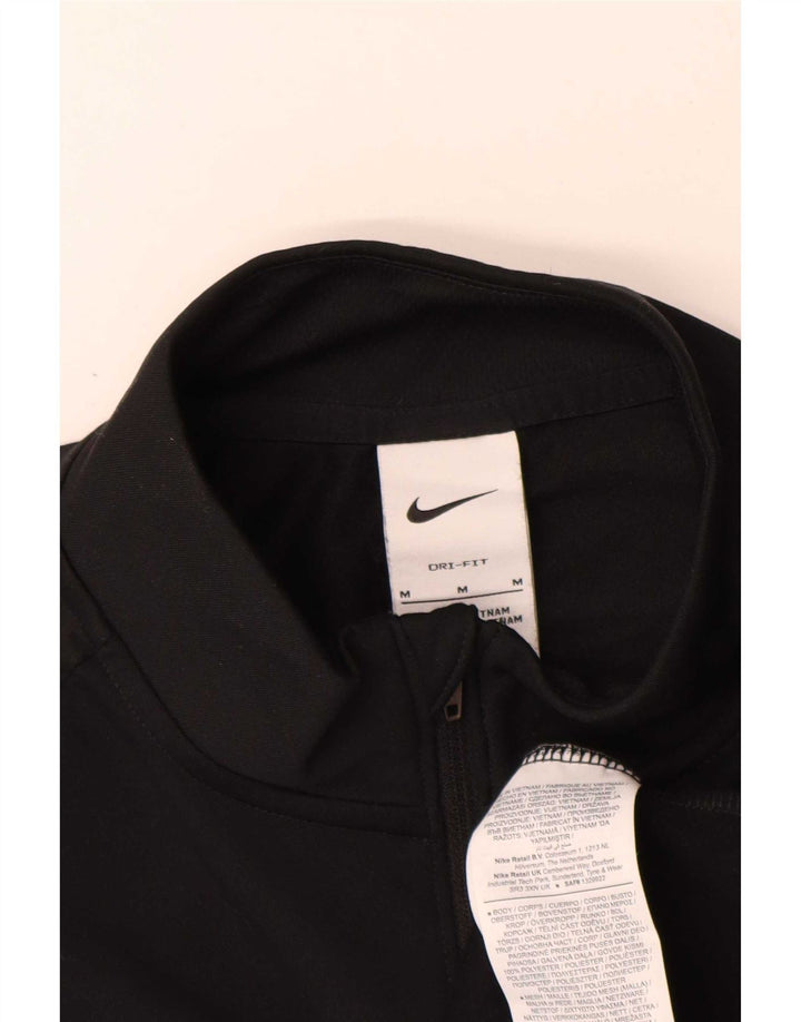 Nike Dri Fit - Chándal con cremallera y cuello para hombre, talla mediana, poliéster negro