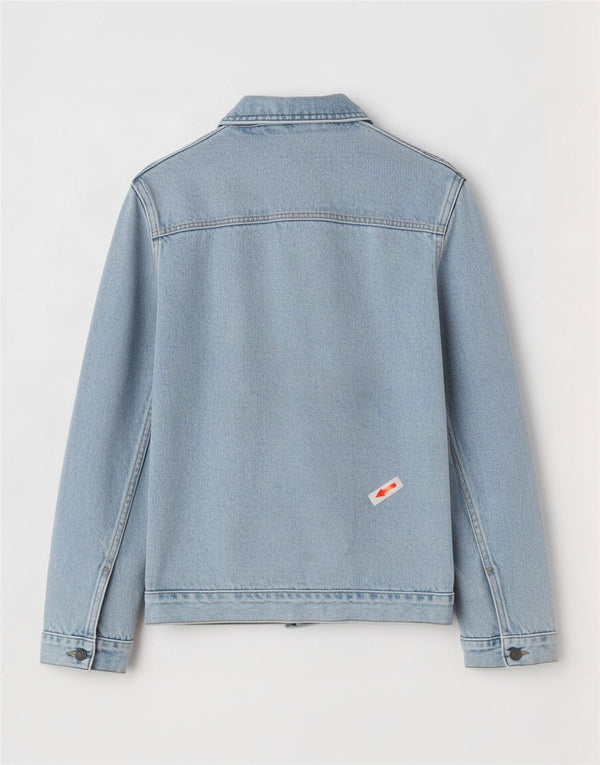 Vintage mujer chaqueta de mezclilla Reino Unido 14 algodón azul medio