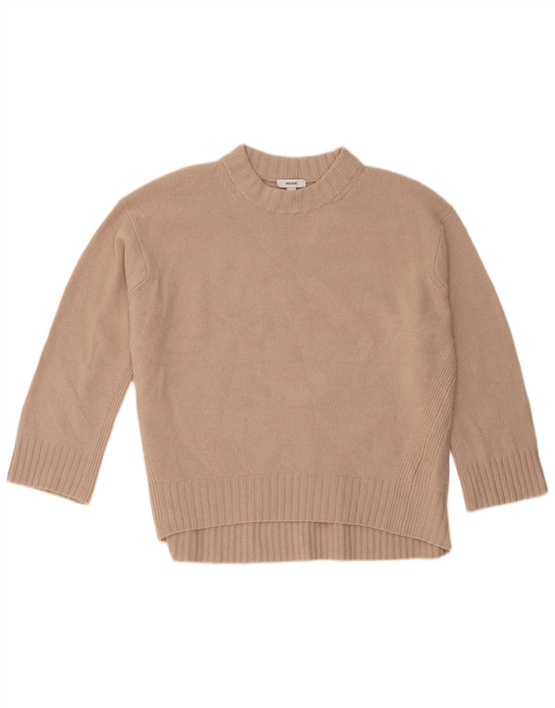Reiss Suéter extragrande con cuello redondo para mujer UK 10 Small Beige Wool