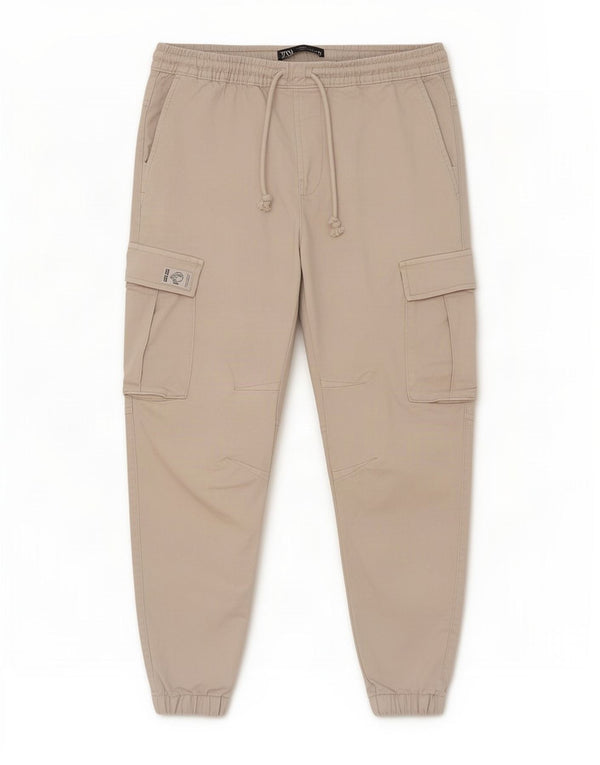 Zara Hombre Pantalón Cargo Grande W32 L27 Algodón Gris