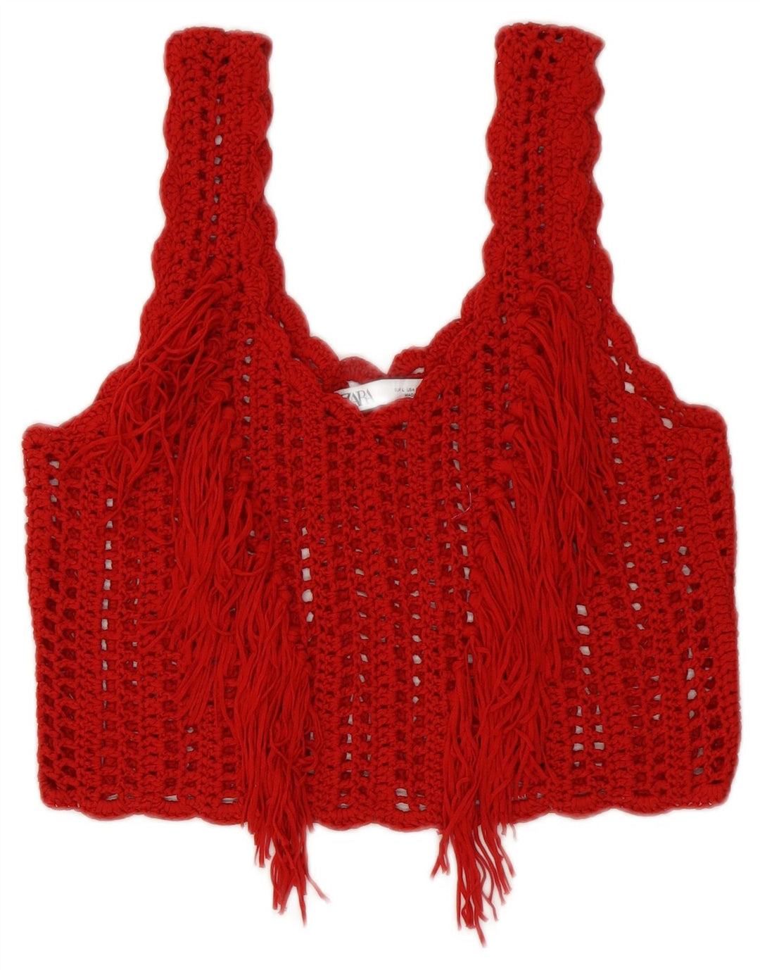 Zara Mujer Crop Top De Ganchillo Reino Unido 44 Grande Rojo