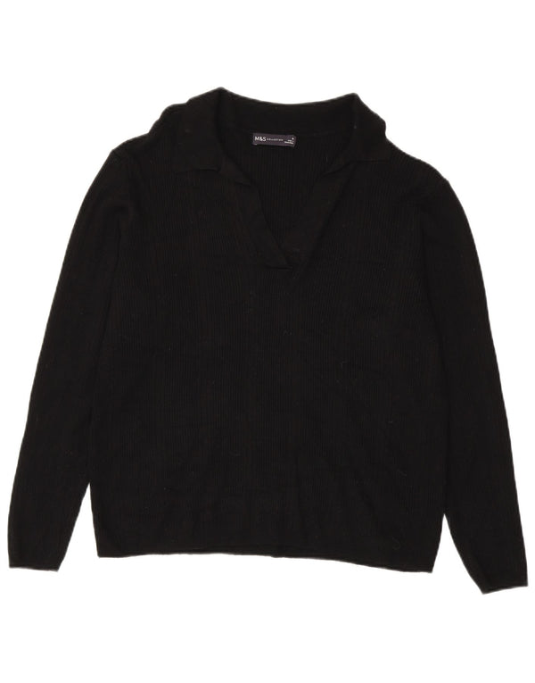 Marks & Spencer - Jersey de cuello polo para mujer, talla 40, talla XL, viscosa negra