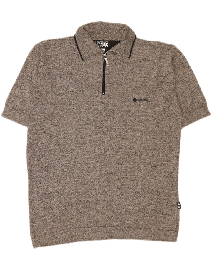 Gianfranco Ferre Jersey tipo polo para hombre con cuello tipo polo gris medio moteado
