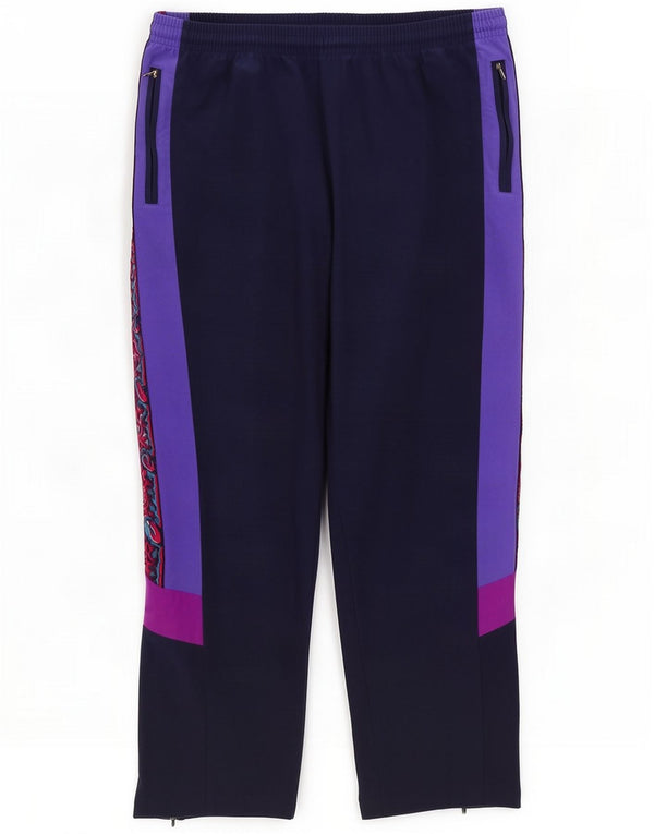 Pantalones de chándal con estampado vintage para hombre IT 50 Large Azul marino Bloque de color