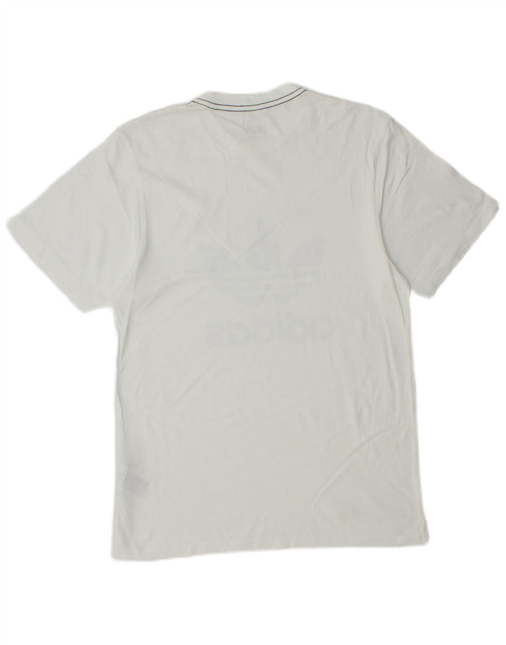 Adidas - Camiseta gráfica para hombre, talla pequeña, algodón blanco