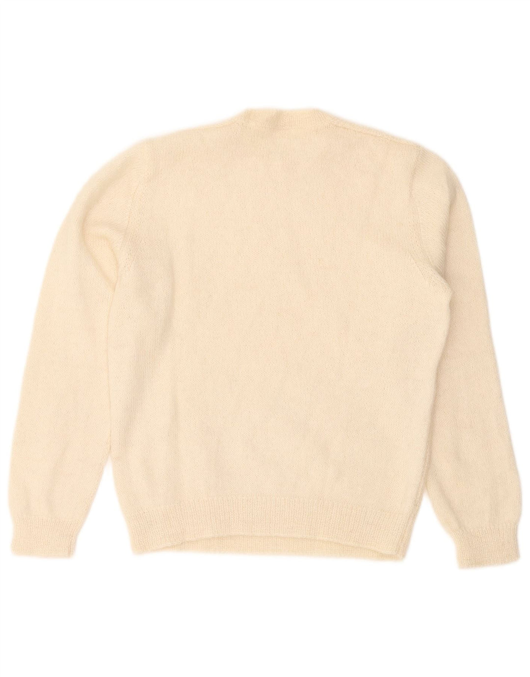 Vintage mujer cuello redondo jersey suéter Reino Unido 14 medio blanco apagado