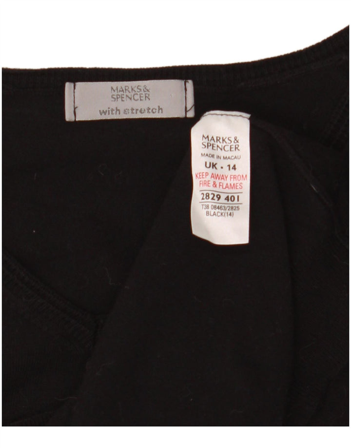 Marks & Spencer Suéter corto con cuello en V para mujer UK 44 Mediano Negro