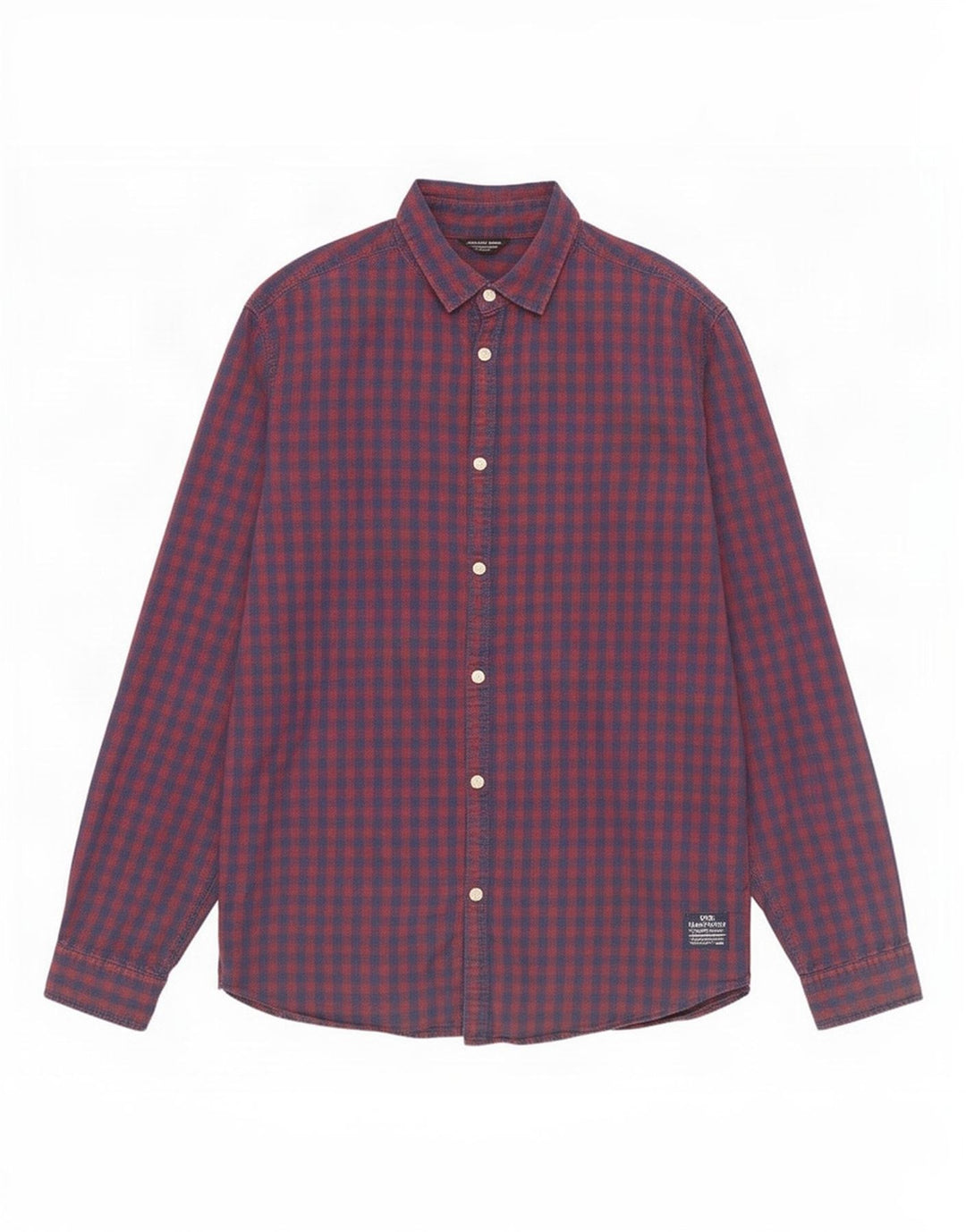 Camisa Jack & Jones Hombre Algodón Vichy Rojo Mediano
