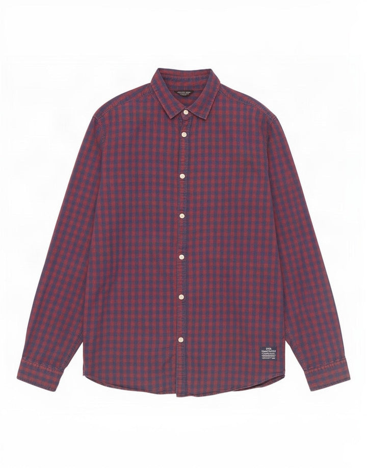 Camisa Jack & Jones Hombre Algodón Vichy Rojo Mediano