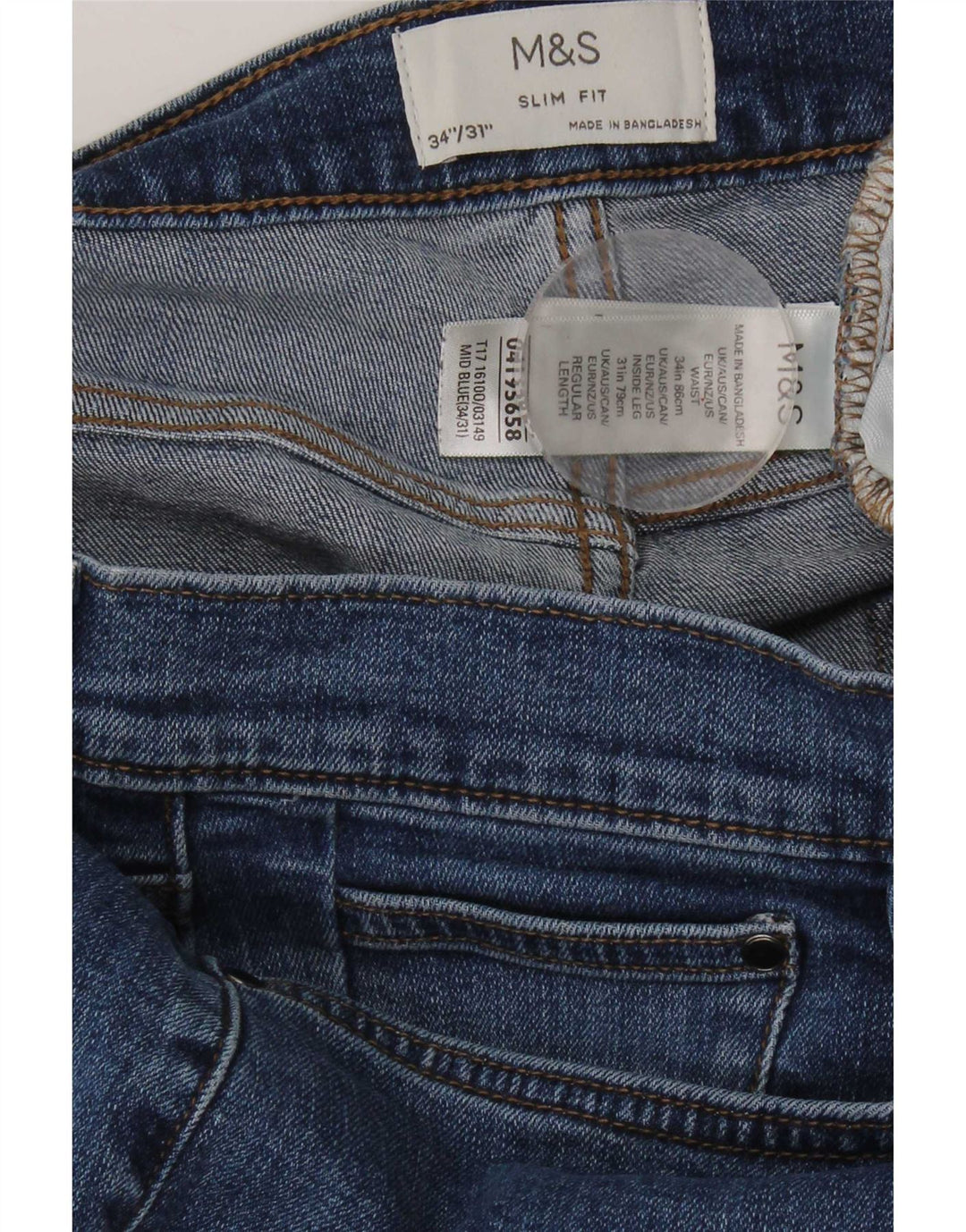 Marks & Spencer Vaqueros ajustados para hombre W34 L31 Algodón azul