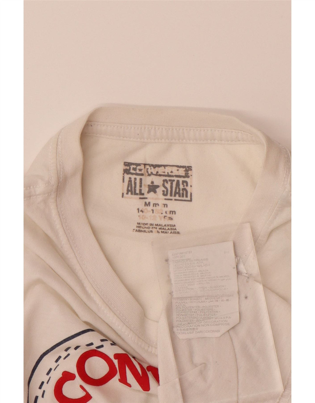 CONVERSE Camiseta gráfica para niño 10-11 años Mediano Blanco Algodón