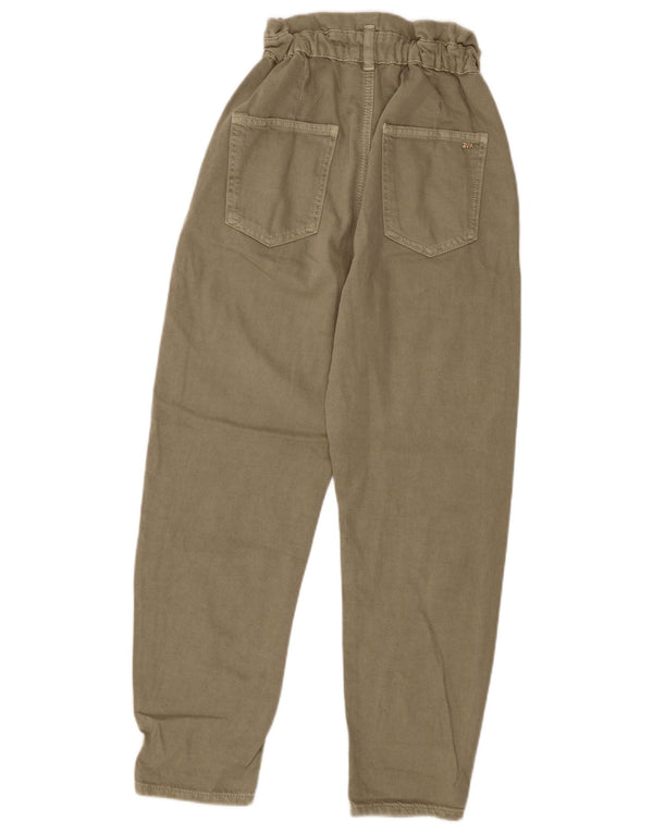 Zara Vaqueros Sueltos De Cintura Alta Para Mujer EU 32 2XS W22 L25 Algodón Caqui