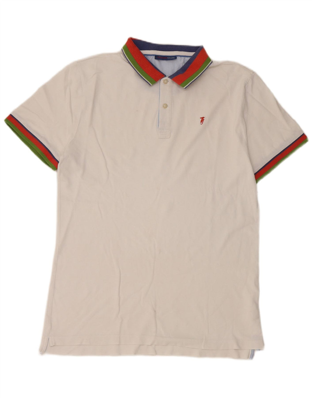 Polo Trussardi Jeans Hombre Small Blanco Colorblock