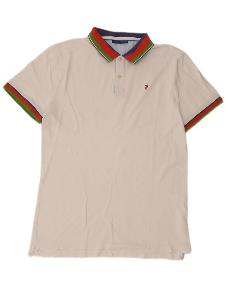 Polo Trussardi Jeans Hombre Small Blanco Colorblock