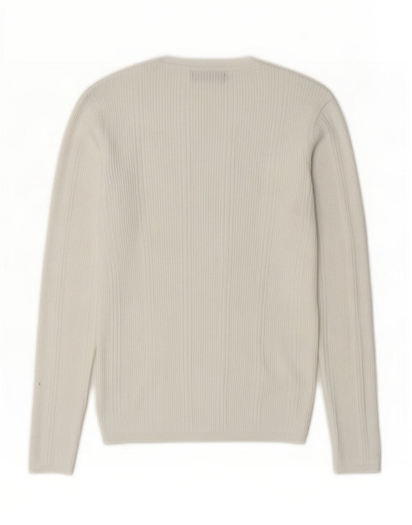 Marks & Spencer Suéter con Cuello en V para Mujer UK 10 Small White Viscosa