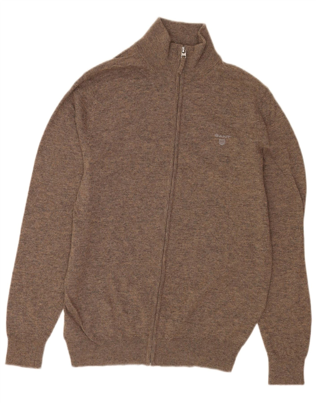GANT Jersey tipo cárdigan de lana moteada en marrón medio para hombre