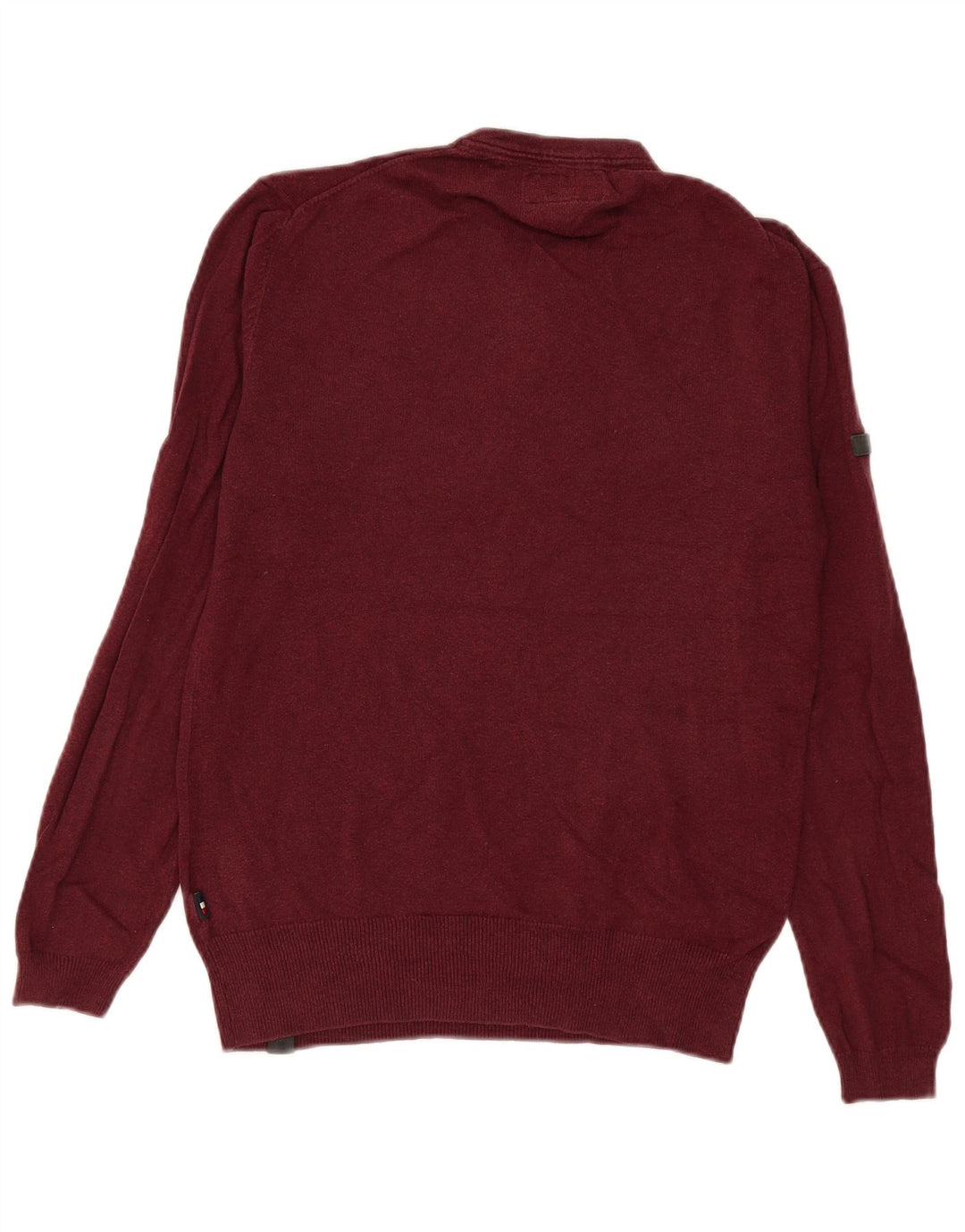 Superdry Jersey con cuello abotonado para hombre, talla pequeña, de algodón burdeos