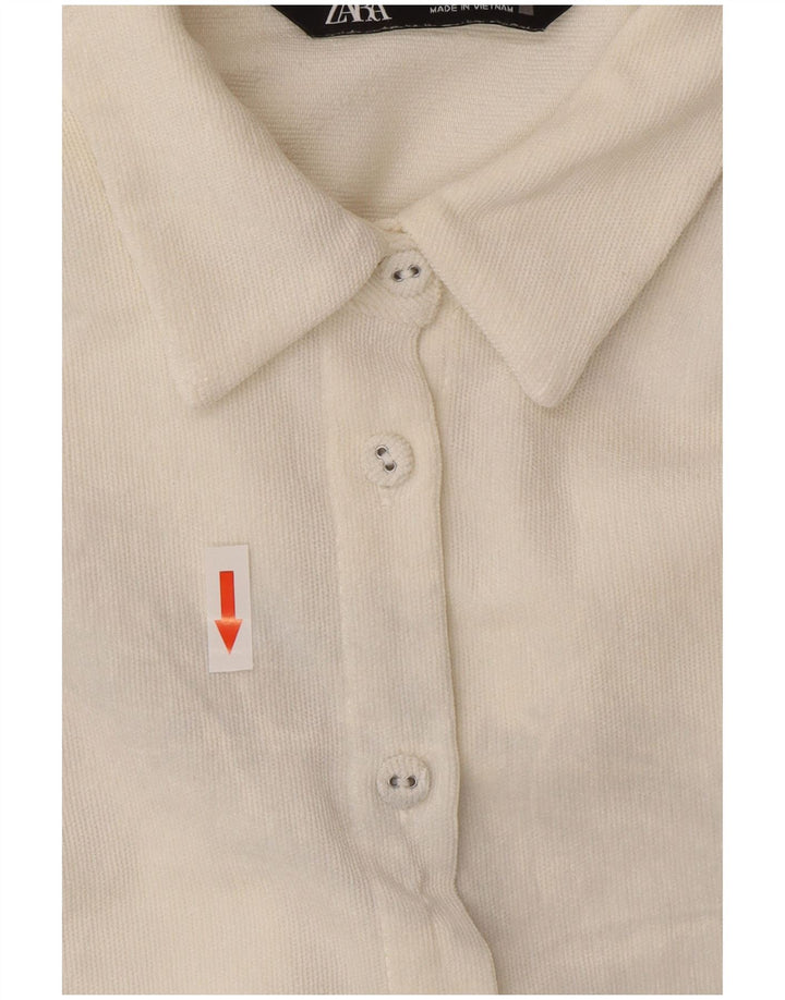 Zara Mujer Camisa Extragrande UK 44 Mediano Blanco Poliéster