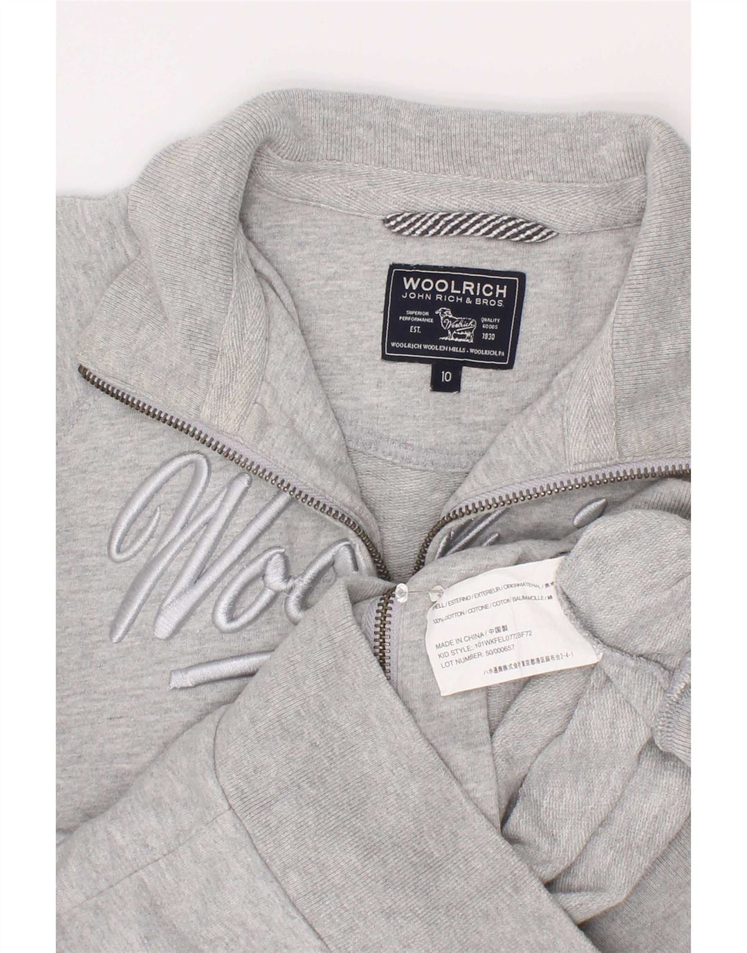 Woolrich Chaqueta de chándal con gráfico para niños 9-10 años Algodón moteado gris