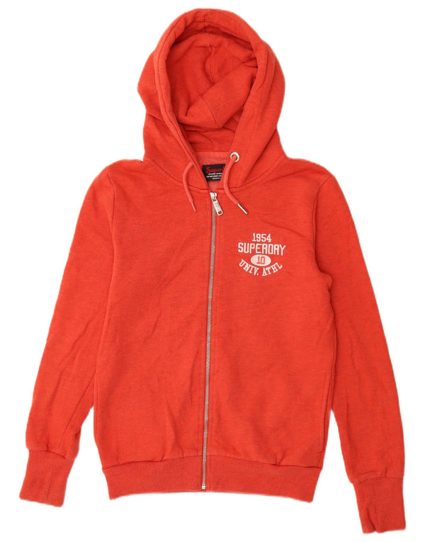 Superdry Womens Graphic Zip Hoodie Sweater UK 10 Small  Red Cotton
