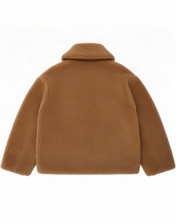 Zara Mujer Chaqueta Sherpa Extragrande UK 6 XS Marrón Poliéster