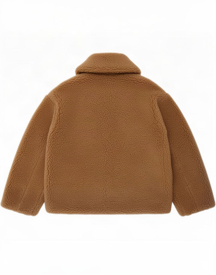 Zara Mujer Chaqueta Sherpa Extragrande UK 6 XS Marrón Poliéster