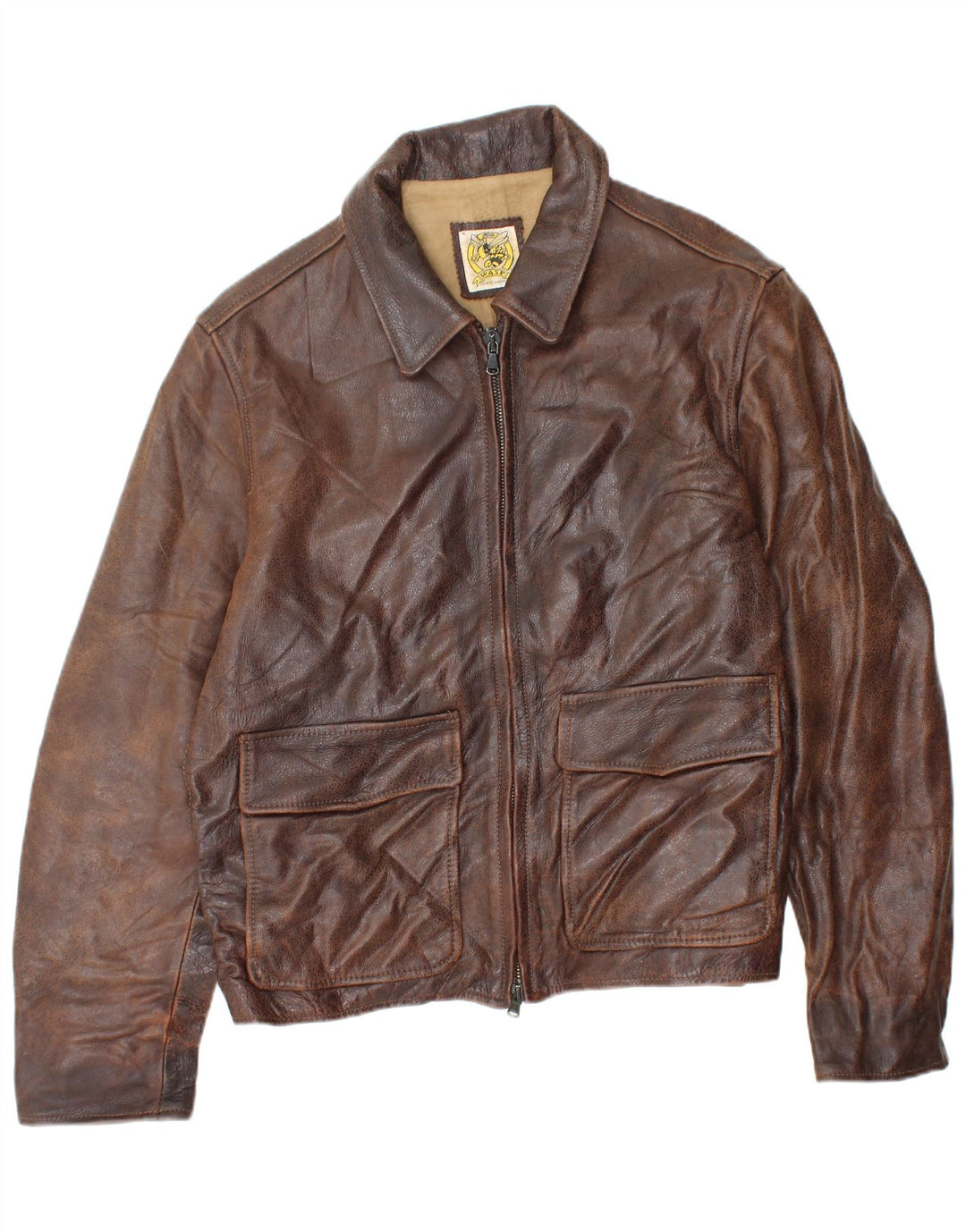 VINTAGE Chaqueta de cuero para hombre IT 52 XL Cuero marrón