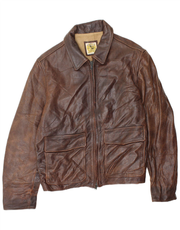 VINTAGE Chaqueta de cuero para hombre IT 52 XL Cuero marrón