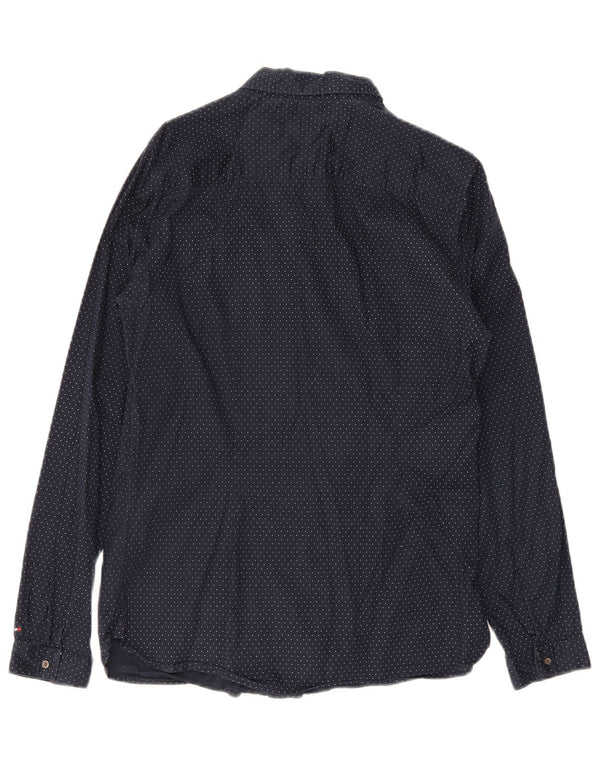 Tommy Hilfiger Camisa entallada para mujer UK 8 Small Algodón con lunares azul marino