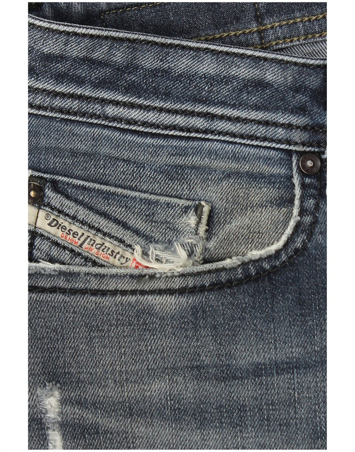Diesel Vaqueros Rectos Desgastados Para Hombre W33 L27 Azul
