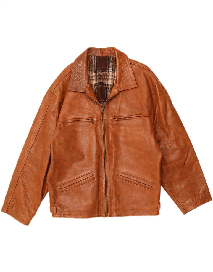 Chaqueta de cuero vintage para mujer Reino Unido 18 XL cuero marrón moteado
