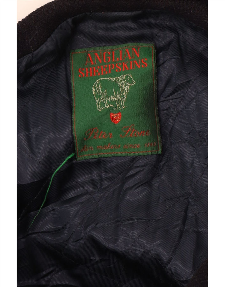 Vintage hombres con capucha Duffle abrigo Reino Unido 42 XL lana azul marino