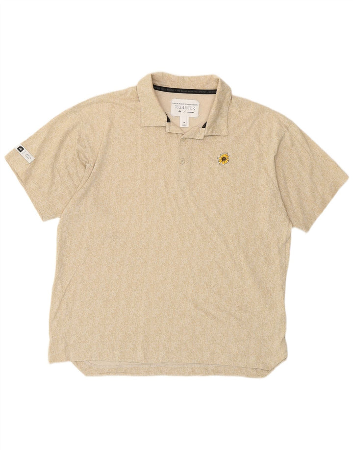 Adidas Polo De Tres Rayas Para Hombre Algodón Moteado Beige Medio